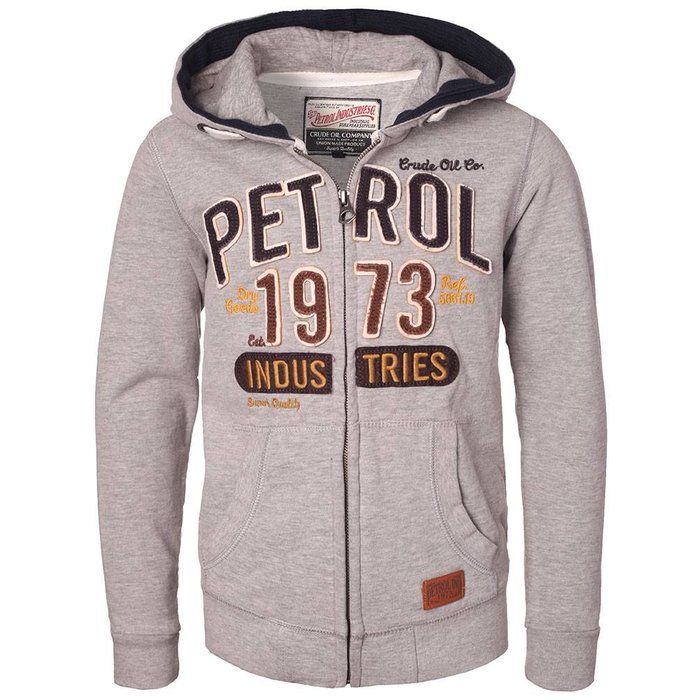 Petrol Industries sweatvest grey met stoere emblemen
