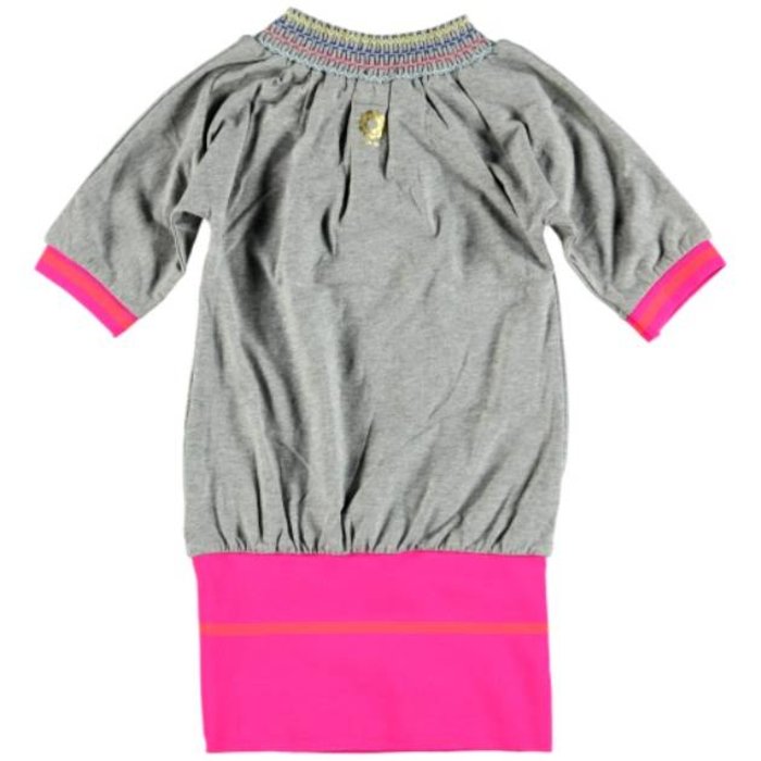 Kidz-Art kleurrijke meisjeskleding outlet tuniek grey en pink met leuke details