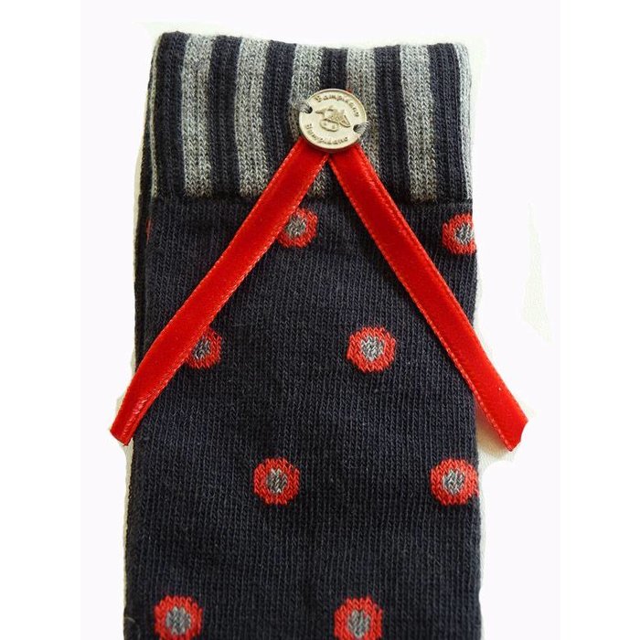 Bampidano kousen grey red dots