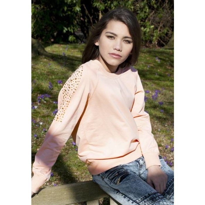 Be A Diva sweater Jade peach studs en strass