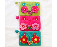 Cute Factory Fairtrade portemonnee bloemen blue