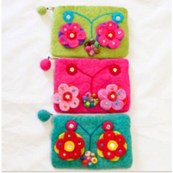 Cute Factory Fairtrade portemonnee bloemen blue