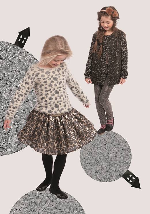 Little Pieces/ Pieces Kids rokje pailletten luipaardprint