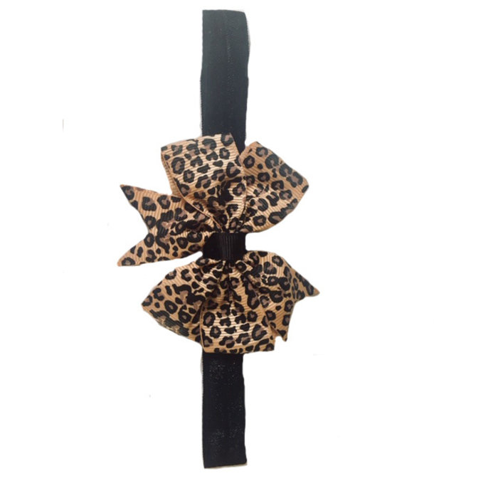 elastieken haarband met luipaard strik