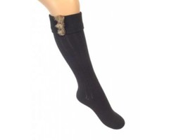 Bonnie Doon baby- en kinder beenmode  kousen met fake fur bontrand- darkbrown
