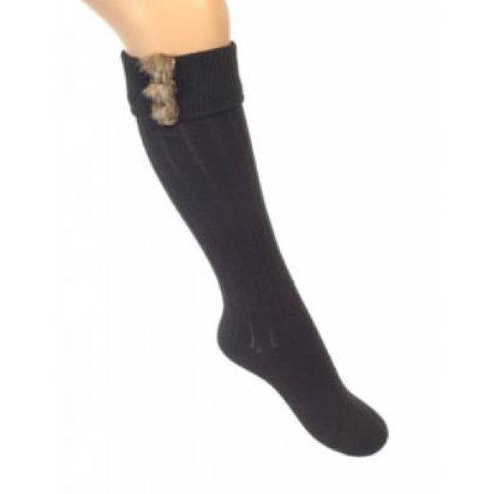 Bonnie Doon baby- en kinder beenmode kousen met fake fur bontrand - darkbrown