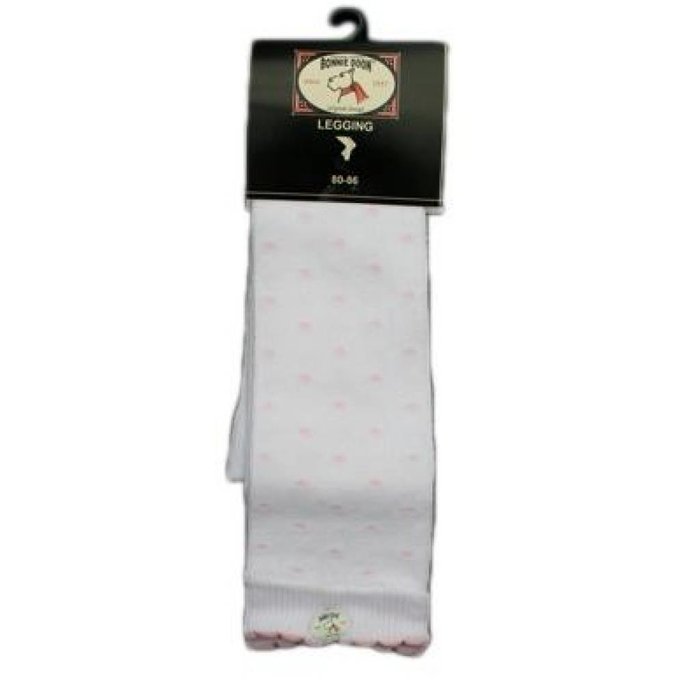 Bonnie Doon baby- en kinder beenmode babylegging wit met roze stippen