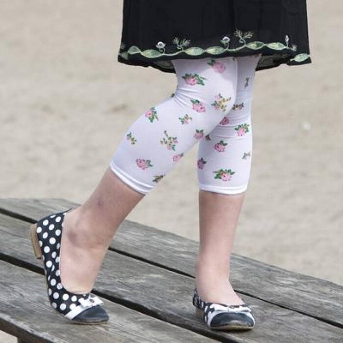 Bonnie Doon baby- en kinder beenmode  kinder legging wit met roosjes