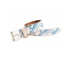 Petrol Industries wit leren jongensriem met blauw merklogo