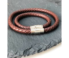 Atelier Albertine Vader-Zoon leren armband  met gravure