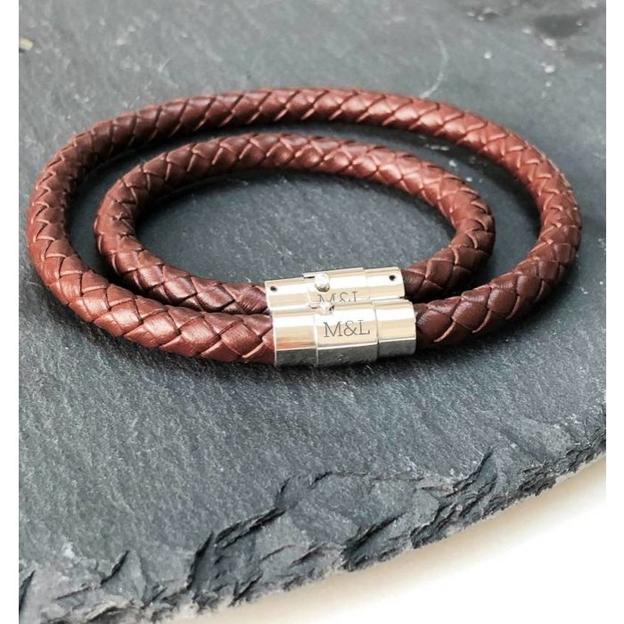 Atelier Albertine Vader-Zoon leren armband met gravure