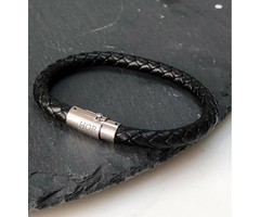 Atelier Albertine zwart leren heren armband - incl.  graveren