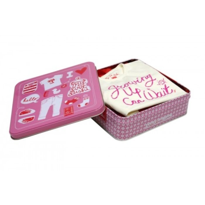 Dushi Kraamcadeau in blik met shirtje