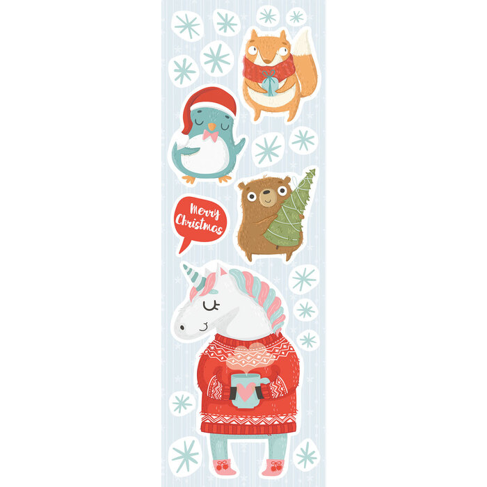 Crearreda Kerst Muur/Raam stickers Unicorn