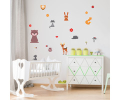 Crearreda Muur/Raam Stickers Dieren in het bos