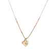Michelle Bijou Gouden Stainless steel ketting roze edelsteentjes en pareltje