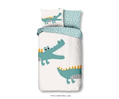 Good Morning  Kinder dekbedovertrek  stoere krokodil wit/blauw