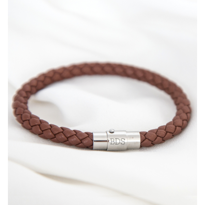 Atelier Albertine bruin leren heren armband -incl. graveren