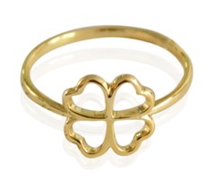 Yehwang Dutch Design geel of wit goud vergulde ring  klavertje vier