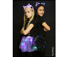 Ibiza hairlights Cat Diadeem met led lampjes pink leopard