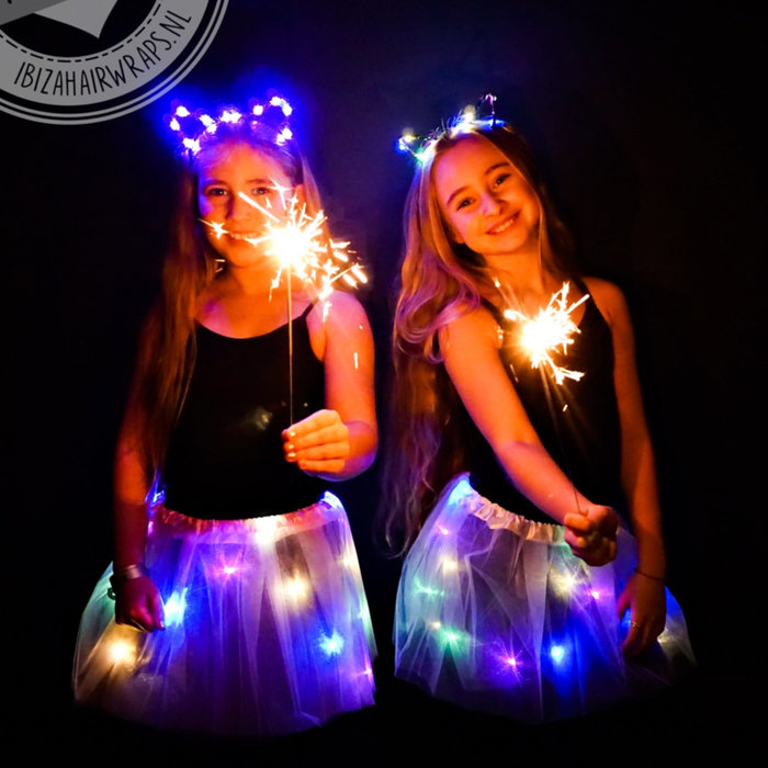 Ibiza hairlights Poezen Diadeem met led lampjes blue moon