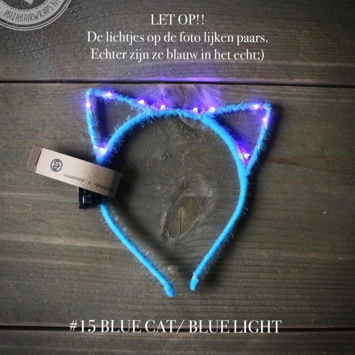 Ibiza hairlights Poezen Diadeem met led lampjes blue moon