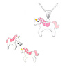 Atelier Albertine Set 925 zilveren ketting + oorbellen Unicorn Eenhoorn