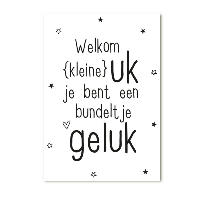 Zoedt Cadeaukaartje Welkom kleine uk