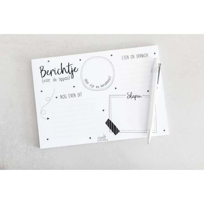 Zoedt Notitieblok A5 Berichtje voor de oppas