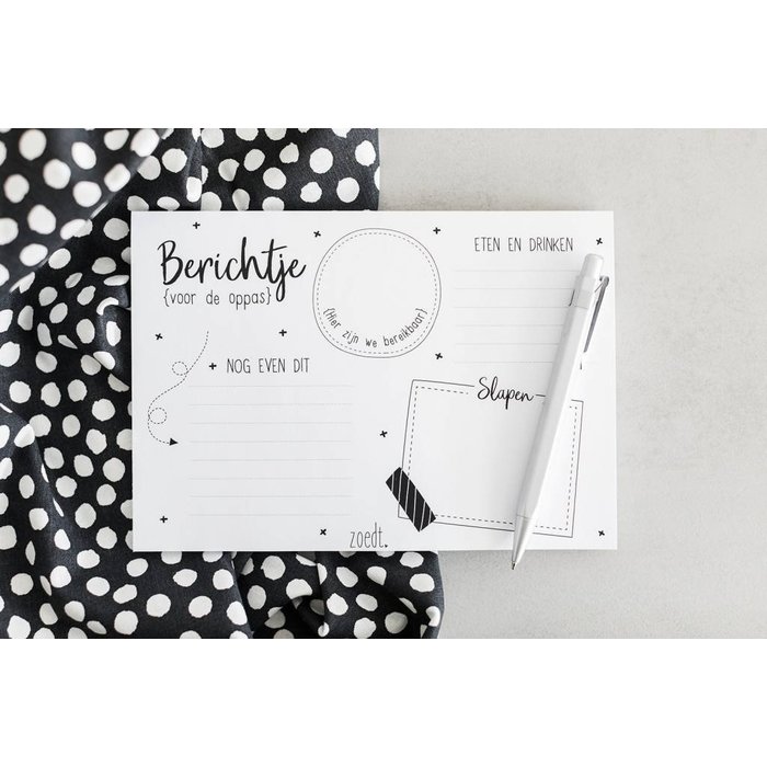 Zoedt Notitieblok A5 Berichtje voor de oppas
