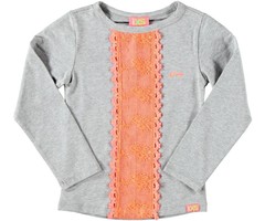Funky XS longsleeve met fluo oranje kant