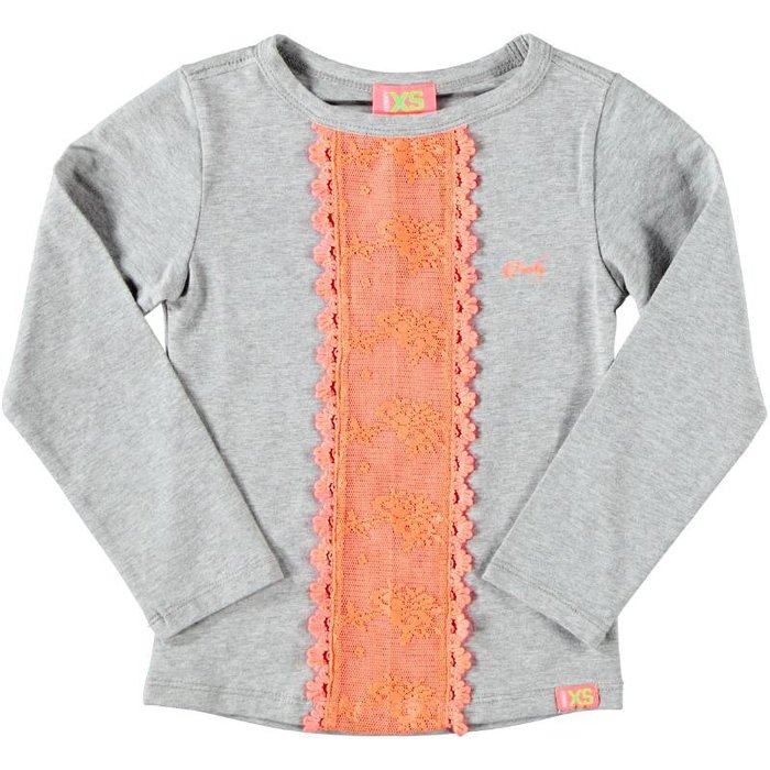 Funky XS longsleeve met fluo oranje kant