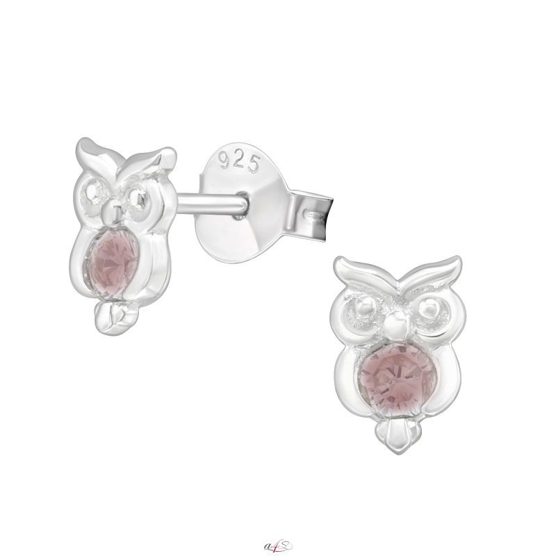 Atelier Albertine 925 zilveren oorbellen Uiltje met kristal