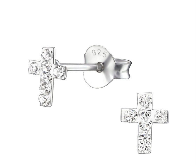 Atelier Albertine 925 zilveren oorbellen  Swarovski® kristallen kruisje