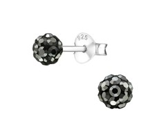 Atelier Albertine 925 zilveren oorbellen zwarte kristal studs