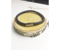 Atelier Albertine navy blauw leren heren armband incl. graveren