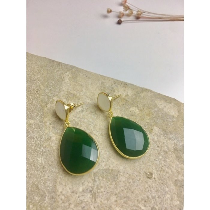 Atelier Albertine Sterling zilveren oorbellen Onyx en Maansteen