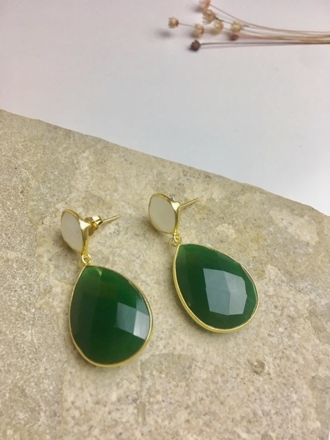 Atelier Albertine Sterling zilveren oorbellen Onyx en Maansteen