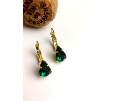 Atelier Albertine Verfijnde Goud Vergulde oorbellen Emerald Swarovski Crystal