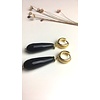 Atelier Albertine Vergulde zwarte onyx druppel oorbellen