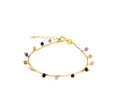 Atelier Albertine 14k verguld zilveren armband tourmalijn edelsteen bedeltjes