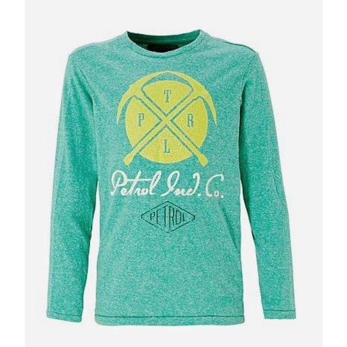 Petrol Industries superzachte longsleeve met dubbelprint fresh green