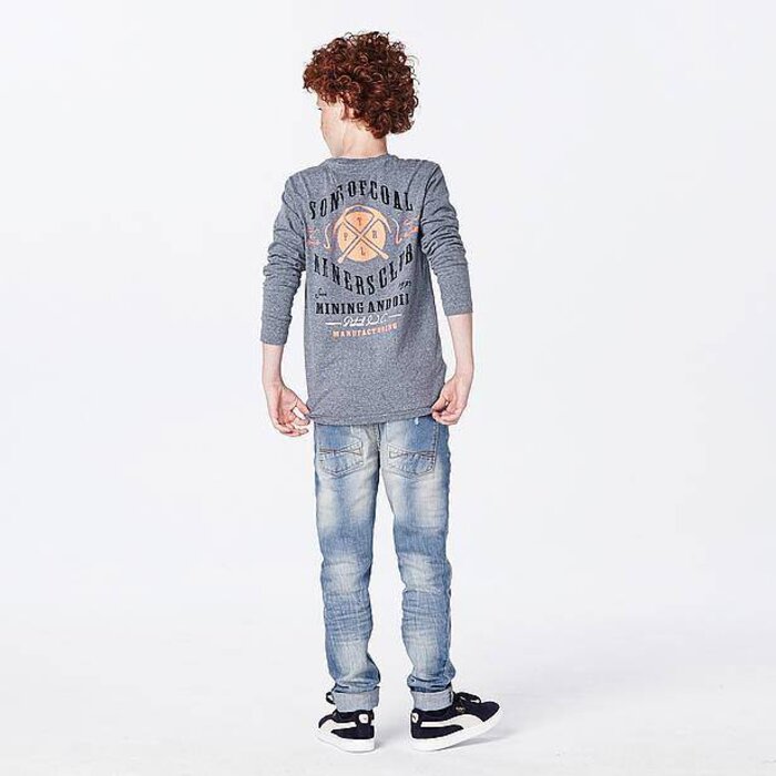 Petrol Industries superzachte longsleeve met dubbelprint faded blue