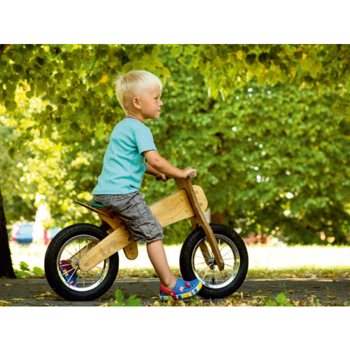 Dipdap Houten loopfiets Houten loopfiets blank hout met extra's