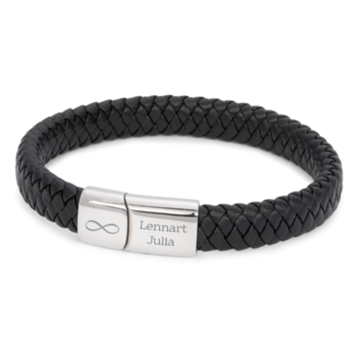 Atelier Albertine gevlochten armband donkerbruin leer incl. graveren