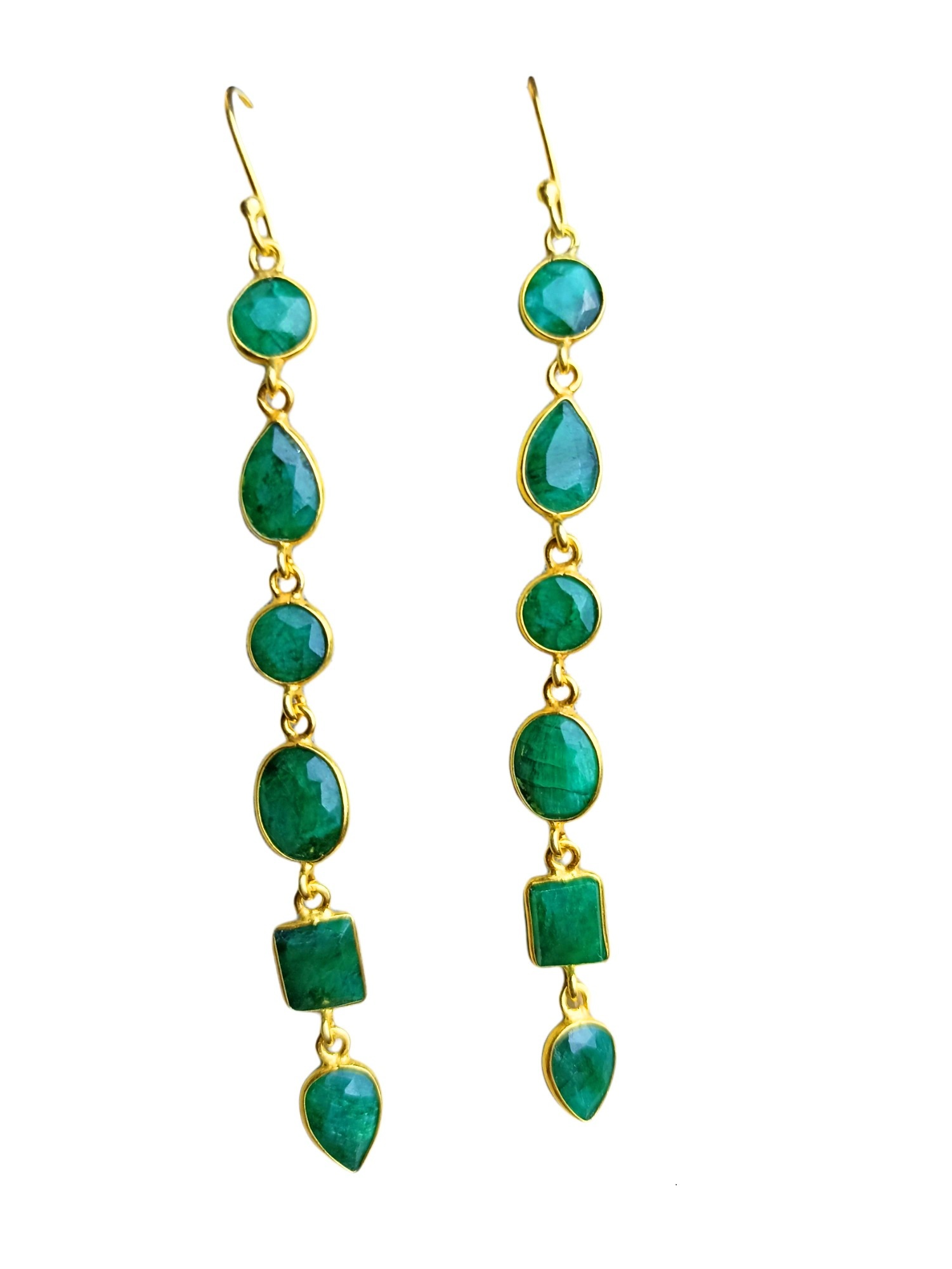 Atelier Albertine 925 vergulde oorbellen met smaragd groene edelstenen