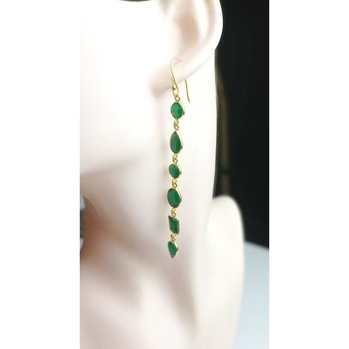 Atelier Albertine 925 vergulde oorbellen met smaragd groene edelstenen