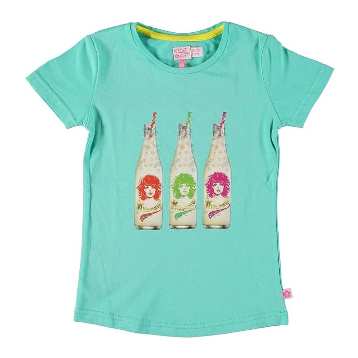 Kidz-Art kleurrijke meisjeskleding outlet shirtje Girl in a bottle- seablue