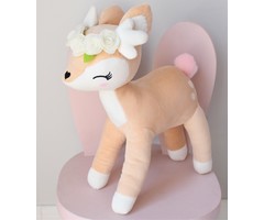 MeToo Metoo pluche hert knuffel Large ecru bloemen