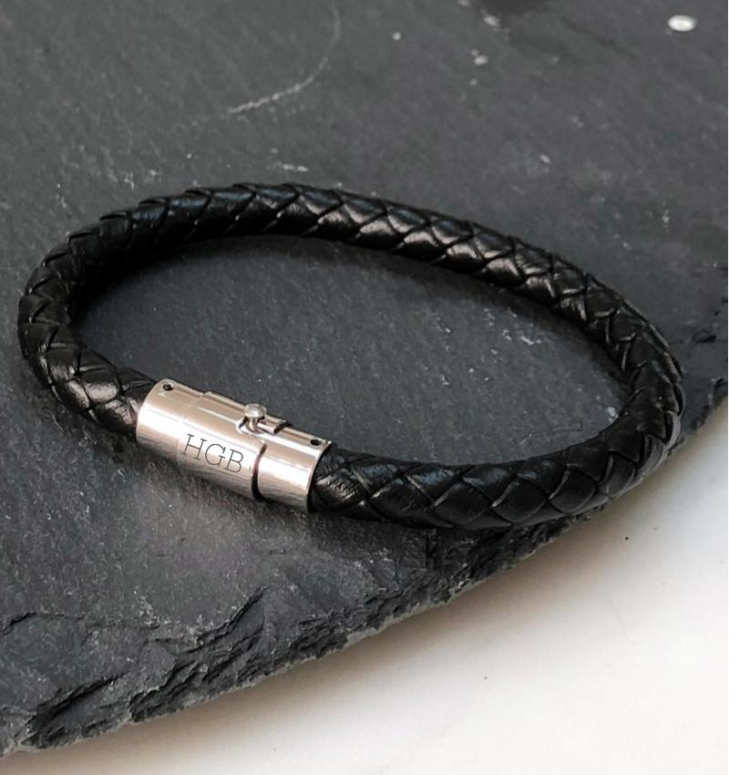 Atelier Albertine  vintage grey leren heren armband incl. graveren